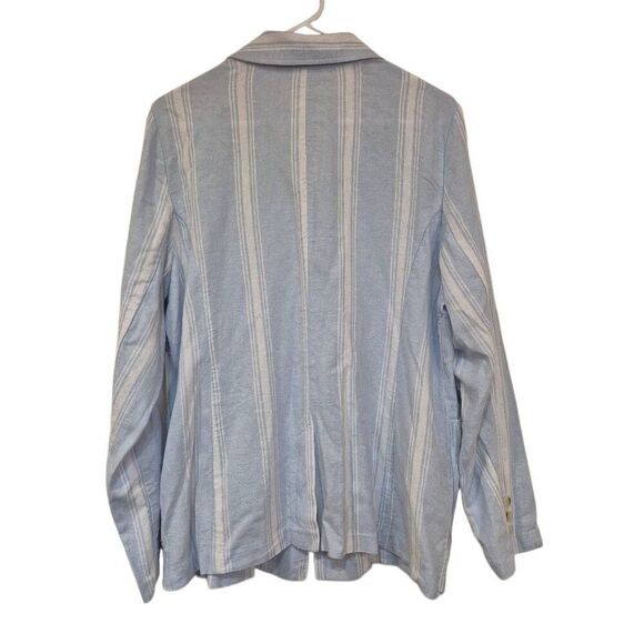 Caslon Women's Blue & White Striped Linen Blend Blazer Jacket NEW - Picture 9 of 10